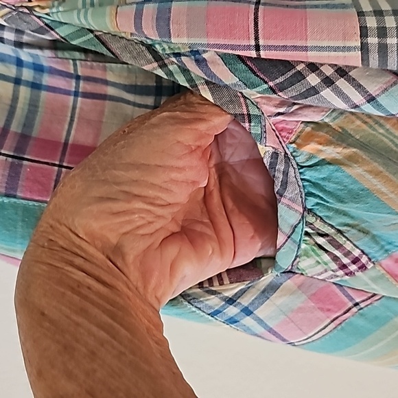 Bamboo Traders' true patchwork skirt. Size 12P.  2 pockets. One button m… - Picture 2 of 11